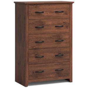 Tall Storage Dresser with 5 Pull-out Drawers for Bedroom Living Room-Walnut