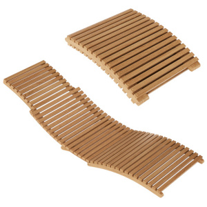 Teak Wood Patio Folding Chaise Lounge Chair with Slatted Seat-1