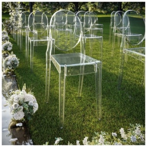 Techni Home Ghost Stackable Outdoor Dining Chairs (Set of 4), Clear