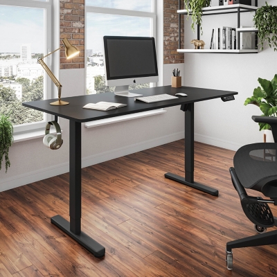 Techni Mobili 55" Sit to Stand Home Office Desk, Black