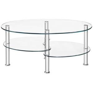 Tempered Glass Oval Side Coffee Table-Transparent