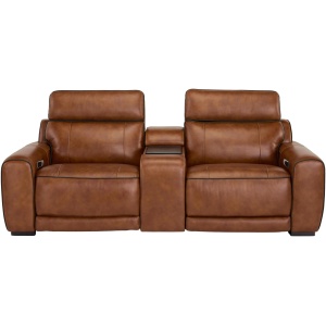 Titan 3-pc. Triple Power Leather Sectional w/ Immersive Entertainment, Heat & Massage
