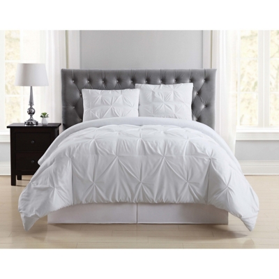 Truly Soft Pleated 3-Piece Full/Queen Comforter Set, White