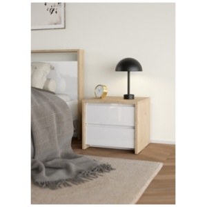 Tvilum Next 20" 2 Drawer Nightstand, Jackson Hickory/White