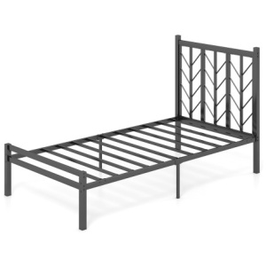 Twin Size Platform Bed with Headboard and Metal Frame-Twin Size
