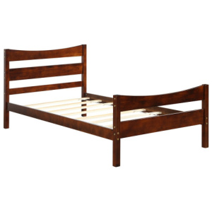 Twin Size Rustic Platform Bed Frame with Headboard and Footboard-Walnut