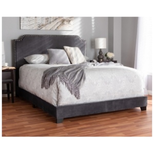 Velvet Full Upholstered Bed, Dark Gray