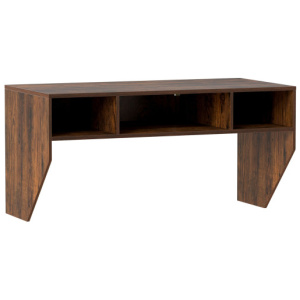 Wall-Mounted Computer Desk Floating Laptop Desk with 3 Storage Compartments-Rustic Brown