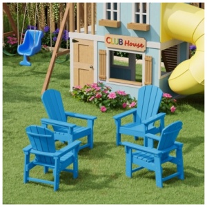 Westin Furniture Laguna Kids Outdoor Adirondack Chair (Set of 4), Pacific Blue