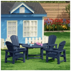 Westin Furniture Laguna Kids Outdoor Adirondack Round Dining Table and 4 Chairs, Navy Blue