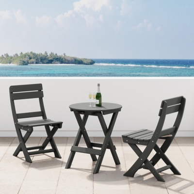 Westin Furniture Laguna Outdoor Bistro Table and 2 Chairs, Gray