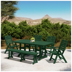 Westin Furniture Laguna Outdoor Dining Table and 4 Chairs and Bench, Dark Green