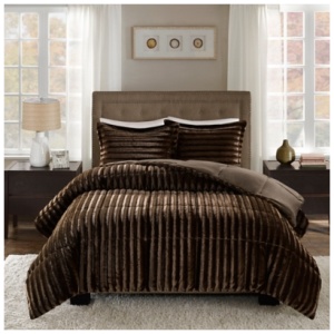 York Faux Fur King/California King Comforter Mini Set, Chocolate