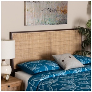 bali & pari Aurelia Queen Panel Headboard, Dark Brown/Natural