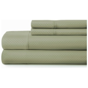 iEnjoy Home Checkered Embossed Queen Sheet Set, Sage