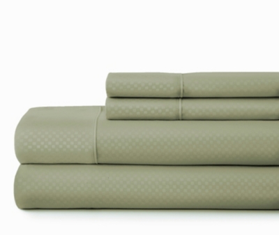 iEnjoy Home Checkered Embossed Queen Sheet Set, Sage