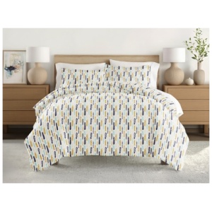 iEnjoy Home Feather Patterned King/California King Duvet Set, Navy