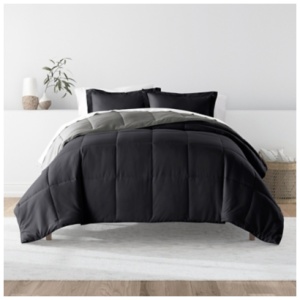 iEnjoy Home Full/Queen Comforter Set, Black/Fog