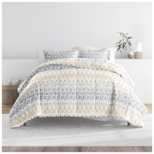 iEnjoy Home Mayan Stamp King/California King Comforter Set, Gray