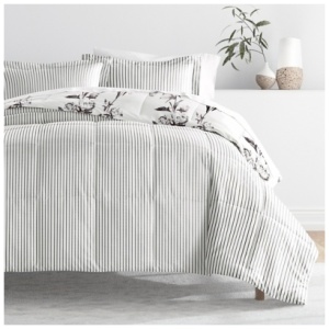 iEnjoy Home Vintage Magnolia King/California King Comforter Set, Gray