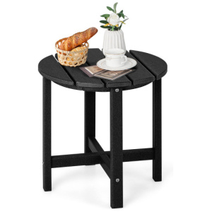 18 Inch Round Weather-Resistant Adirondack Side Table-Black