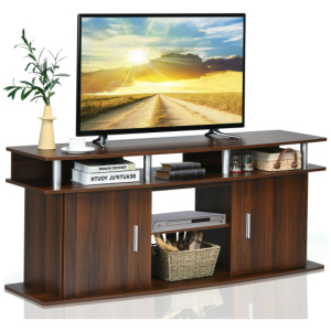 63 Inch TV Entertainment Console Center with 2 Cabinets-Walnut