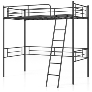 Metal Loft Twin Bed Frame Single High Loft Bed-Black