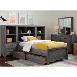 Piper 4-pc. Bedroom Set w/ Storage Drawers and 2 Bookshelf Nightstands