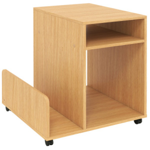 Rolling End Table 3-Tier Mobile Side Table with Side Storage Rack Modern Small Nightstand-Natural
